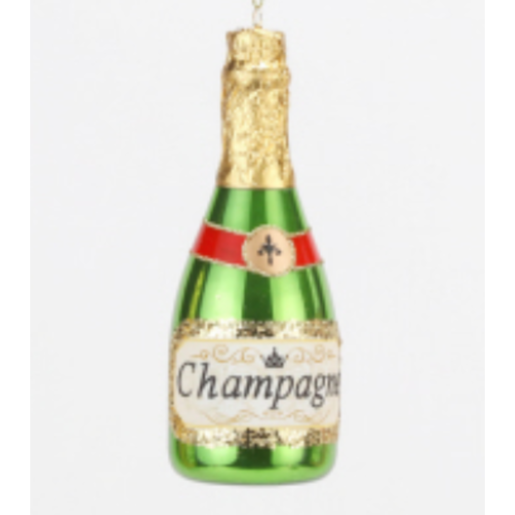 One Hundred 80 Degrees Champagne Ornament Green- Glass 5.5''