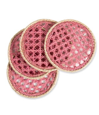Furbish Raffia Coasters S/4 - Pink