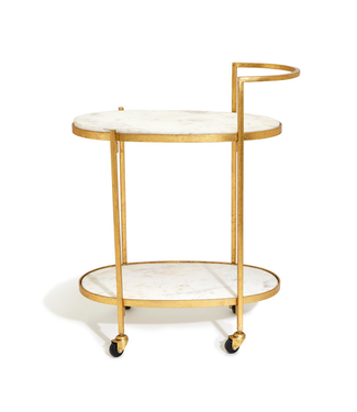 Two's Company Marble Two Tier Bar Cart