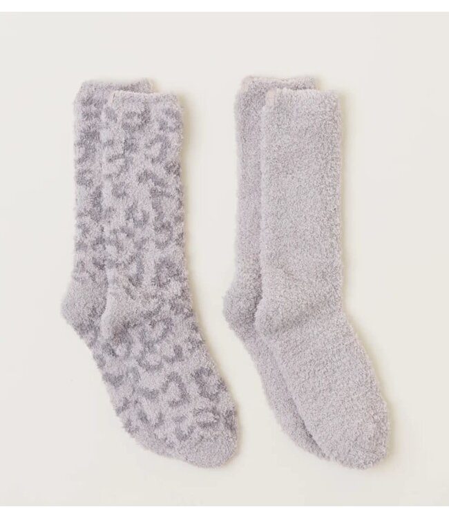Barefoot Dreams CozyChic Women's BITW 2 Pair Socks Set Linen/Warm Gray  Multi - Judy At The Rink