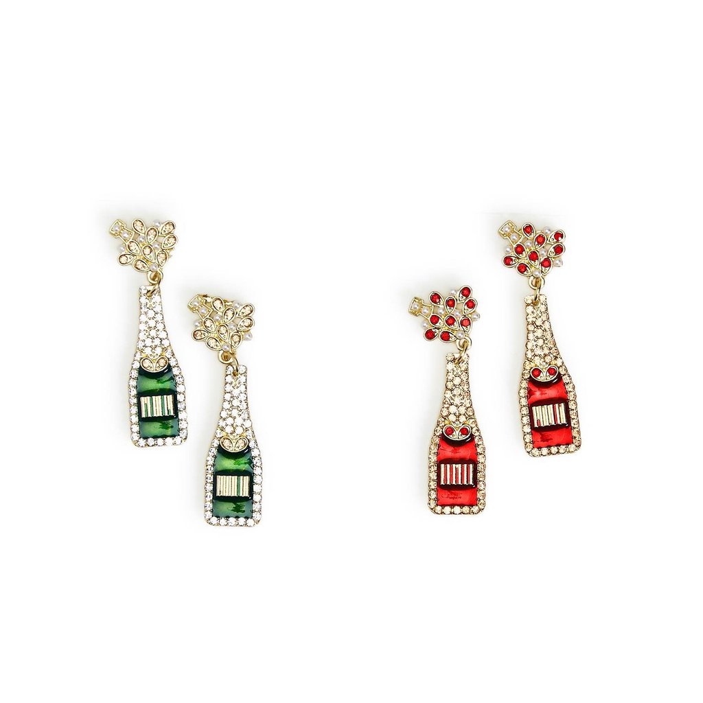 Two's Company Bottle Themed Embellished Earrings