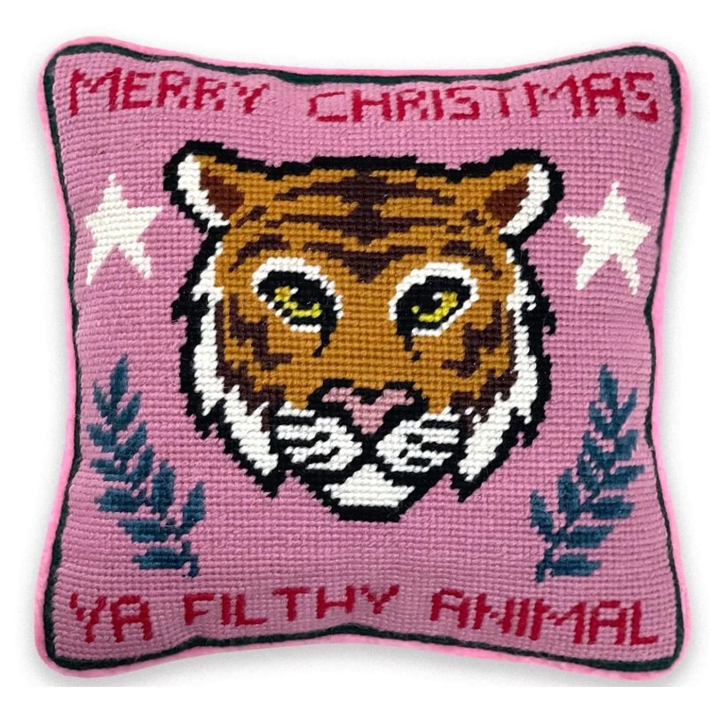 Furbish Merry Christmas Ya Filthy Animal Needlepoint Pillow