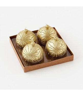 One Hundred 80 Degrees Metallic Gold Ball Candle set of 4 - 2.25"