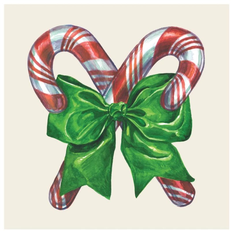 Hester and Cook Candy Cane Cocktail Napkin - set of 20