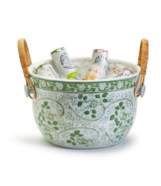 Two's Company Countryside Party Bucket with Woven Cane Handles