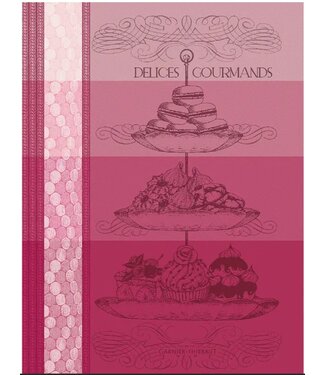 Garnier Thiebaut Delices Gormands Rose Kitchen Towel 22"x30" 56cmx77cm 100% Cotton