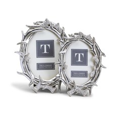 Two's Company Antique Silver Antler 5x7 Frame