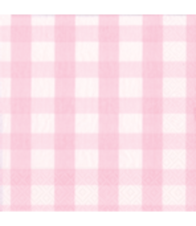 Pink Gingham Cocktail Napkin