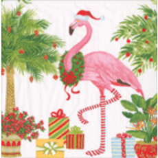 Caspari Christmas Flamingos Cocktail Npakin