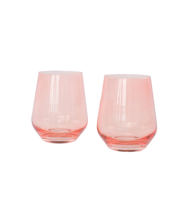 Estelle Colored Wine Stemless Set of 2 {Coral Peach Pink}