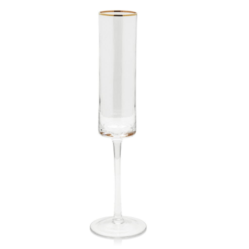 Zodax Optic Champagne Flute with Gold Rim Judy At The Rink
