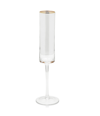 Zodax Optic Champagne Flute with Gold Rim