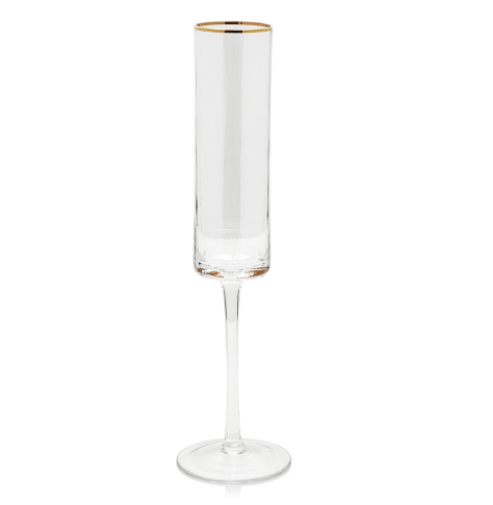 Zodax Optic Champagne Flute With Gold Rim Judy At The Rink