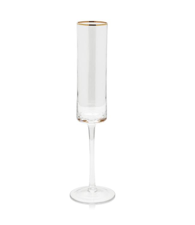 Optic Champagne Flute with Gold Rim