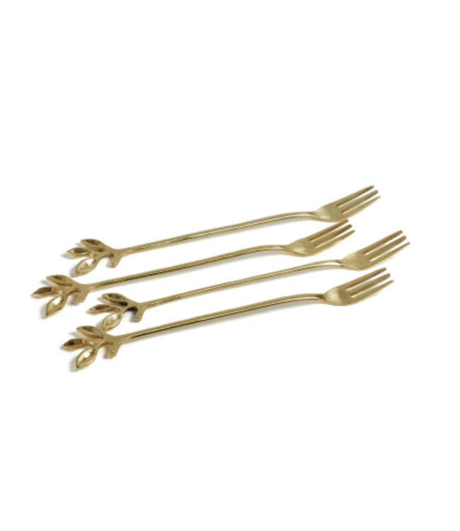 Leaves Cocktail Forks Gold (Sold Separately)