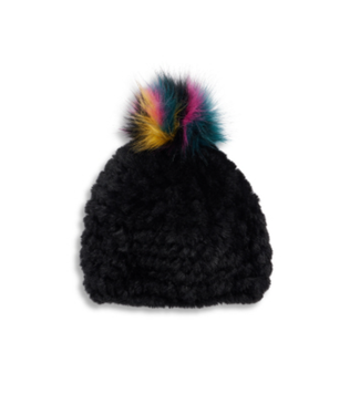 Fabulous Furs Knitted Fur Pom Hat Neon
