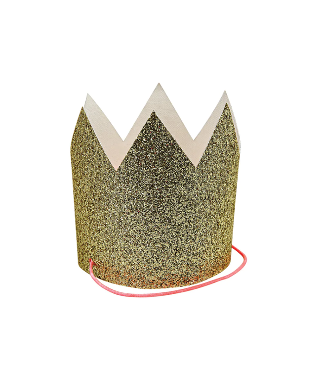 Mini Gold Glitter Crowns Set of 8