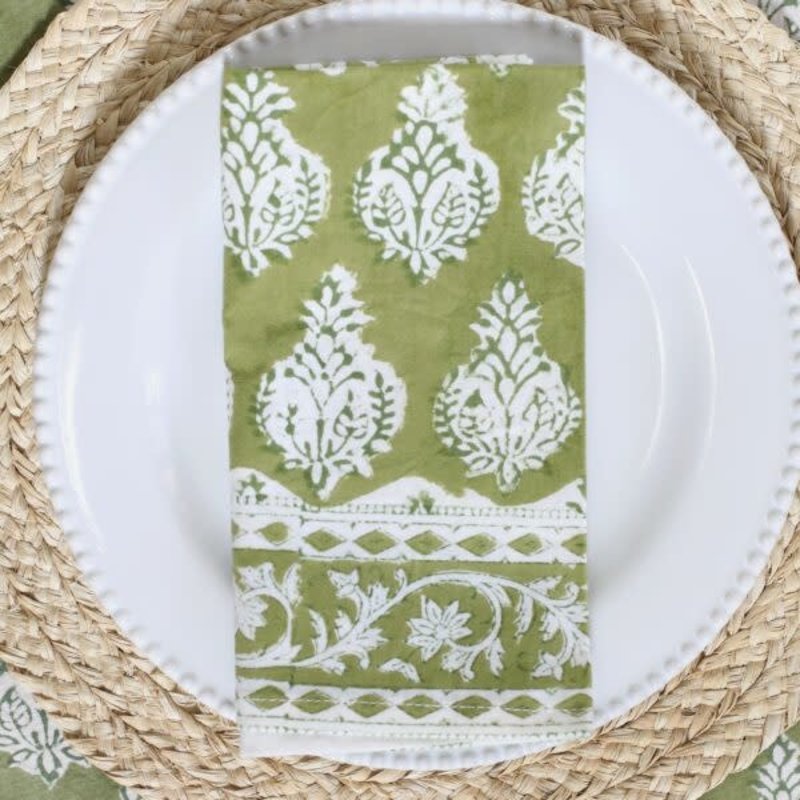 Pacific & Rose Textiles Umbria Olive Napkin Set of 4 20 x 20