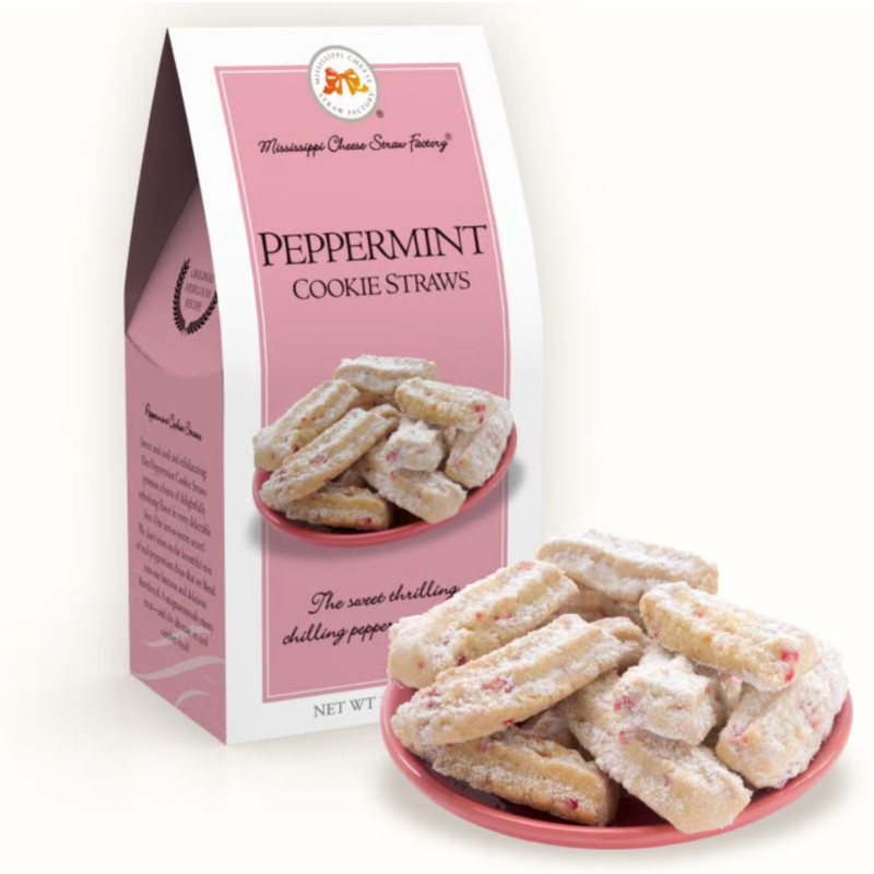 Mississippi Cheese Straw Factory Peppermint Cookie Straws 3.5 oz Carton