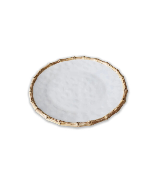 VIDA Bamboo Round Platter (White and Natural)