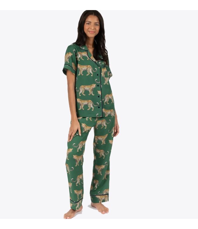 Katie Kime Cheetahs Pajama Pants Set Green