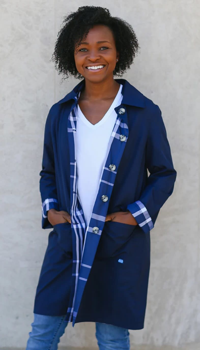 Rainraps RAINTRENCH Navy + Navy + Navy Plaid Small - Judy At The Rink