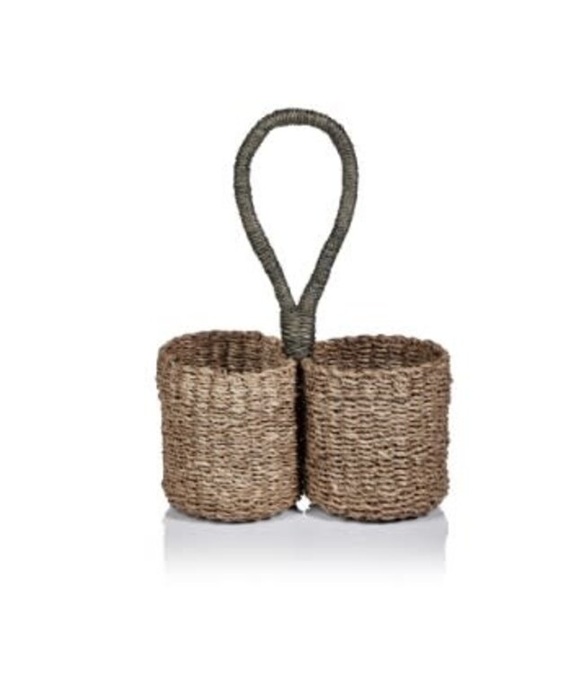 Matera Seagrass Two-Bottle Caddy