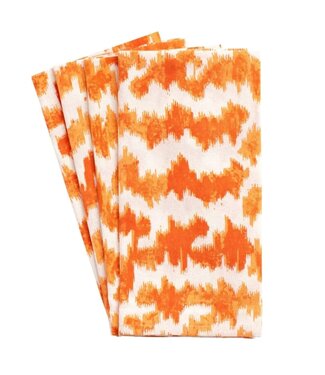 Caspari Modern Moire Orange Cotton Napkin Set of 4