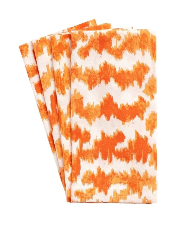 Modern Moire Orange Cotton Napkin Set of 4