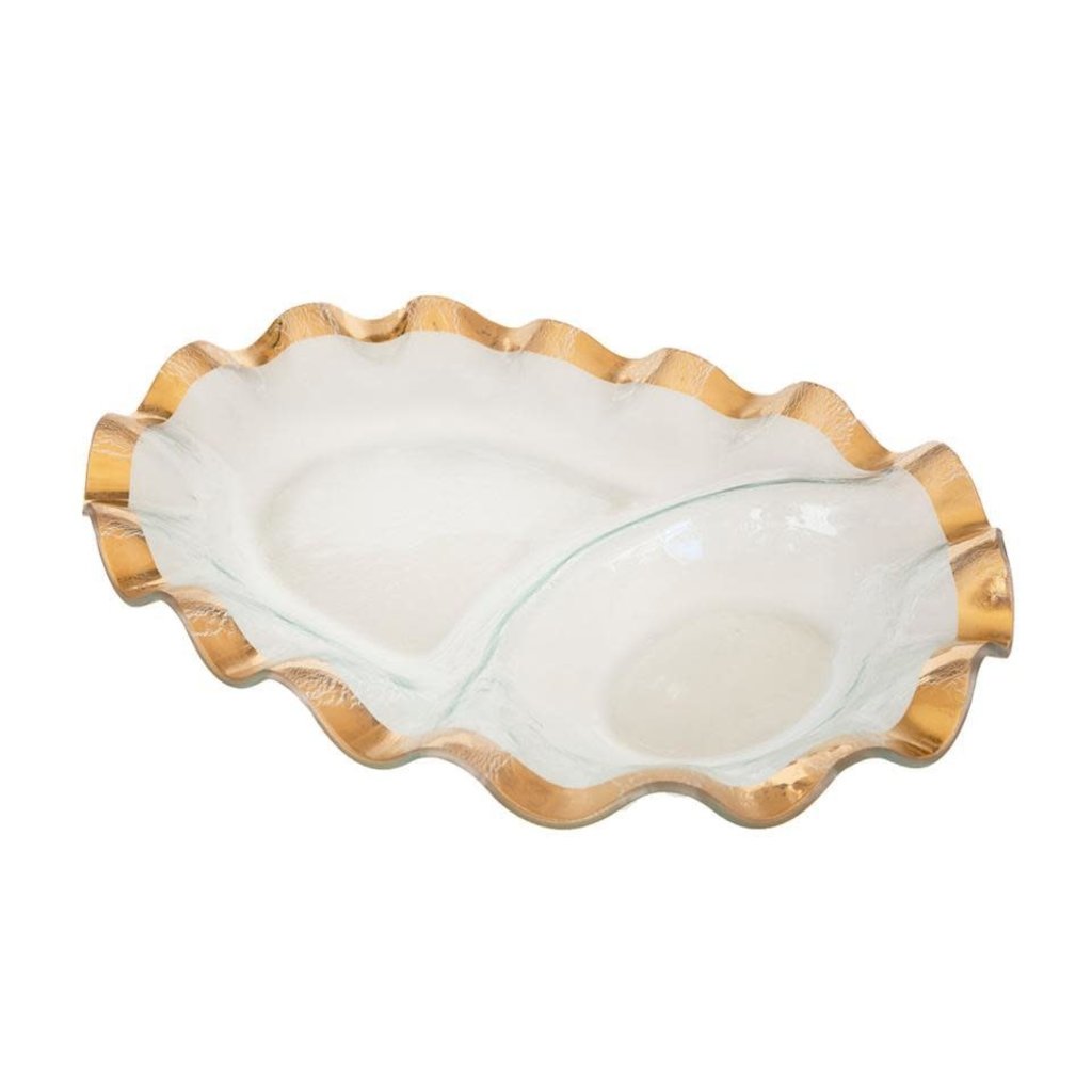 Annie Glass 18 x 12'' Ruffle Oval Chip and Dip