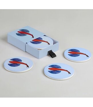 Gangzai Fishkoi set of 4 Ceramic Coasters