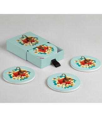 Gangzai Tiger Flower set of 4 Ceramic Coasters