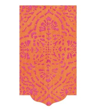 Caspari Annika Orange Paper Linen Die Cut Guest Towel