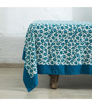 Mahe Homeware Blue Leopard Tablecloth 160 x 270