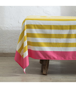 Mahe Homeware Yellow Stripe Tablecloth 160 x 270