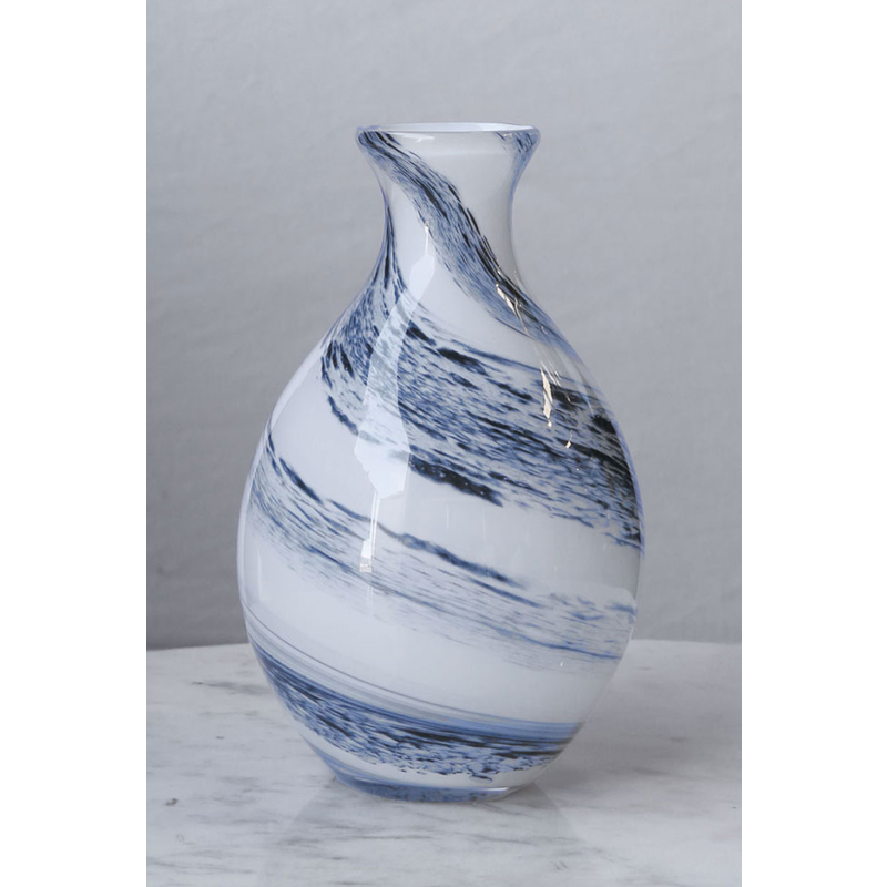 Beatriz Ball GLASS Blue & White Alabaster Tall Vase