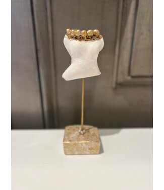 Colleen Frampton White ceramic torso with gold beads 8x3