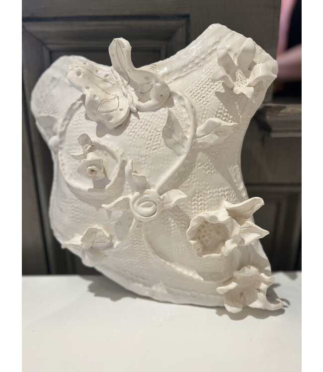White ceramic flower torso (child's), 12x10.5