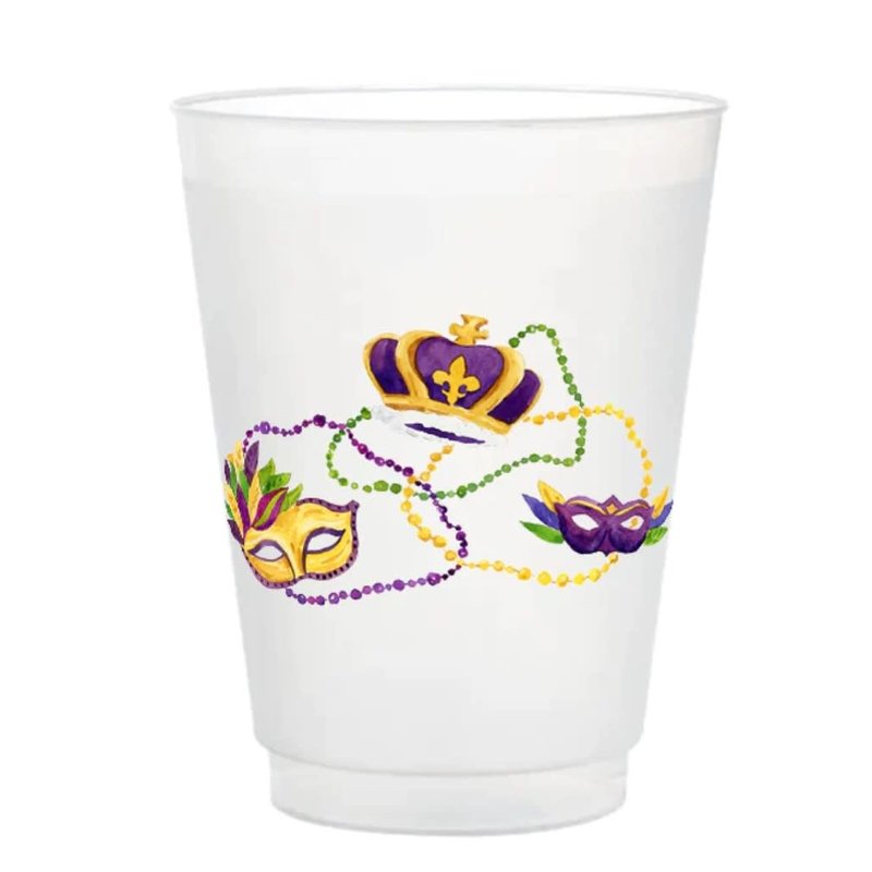 Taylor Paladino Mardi Gras Beads Frosted Cups