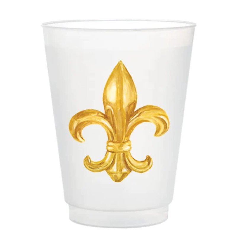 Taylor Paladino Gold Fleur De Lis Frosted Cups