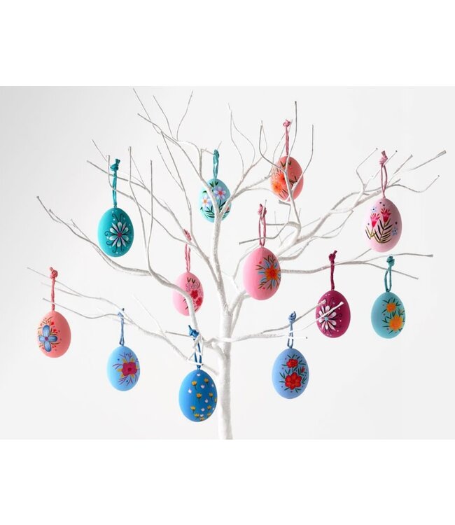 Hand Painted Floral Egg Ornament Light Blue (sold separately)