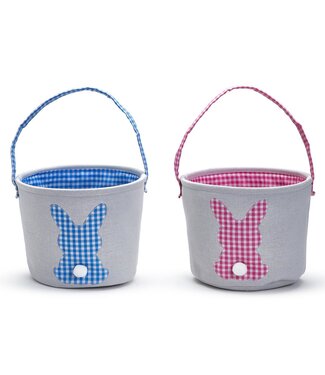 Two's Company Cotton Tail Bunny Applique Basket with Gingham Lining (sold separately)