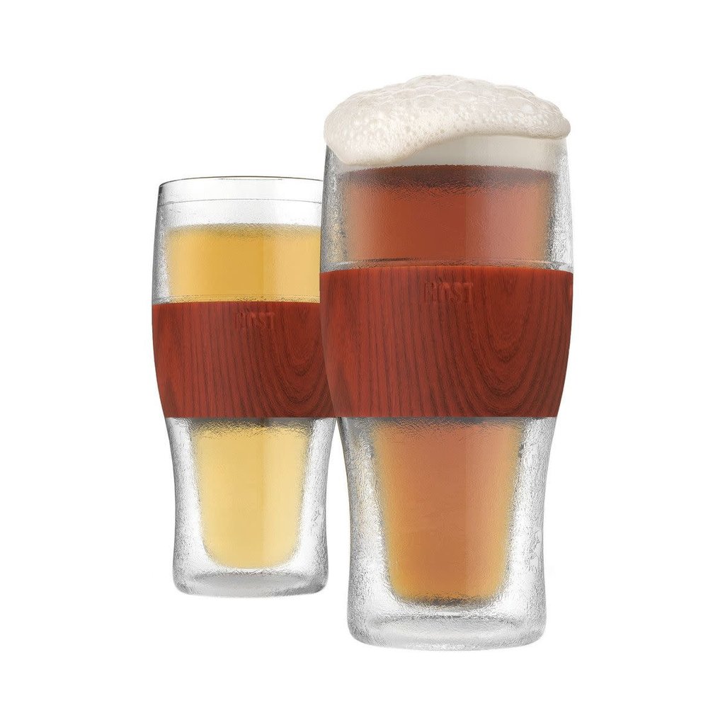 True Brands Beer FREEZE Cooling Cups in WOOD (Set of 2)