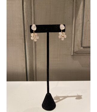 Benazir Collection Moissanite Two in One Earrings in Gold Plated Silver