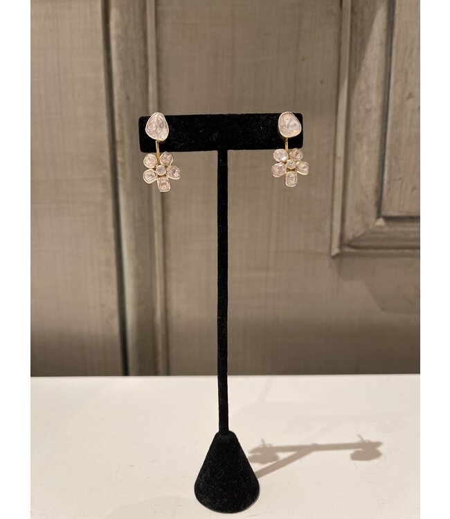 Moissanite Two in One Earrings in Gold Plated Silver