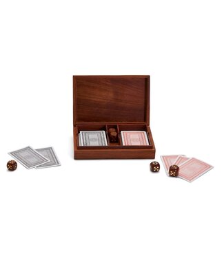 Two's Company Wood Crafted Playing Card/Dice Game Set