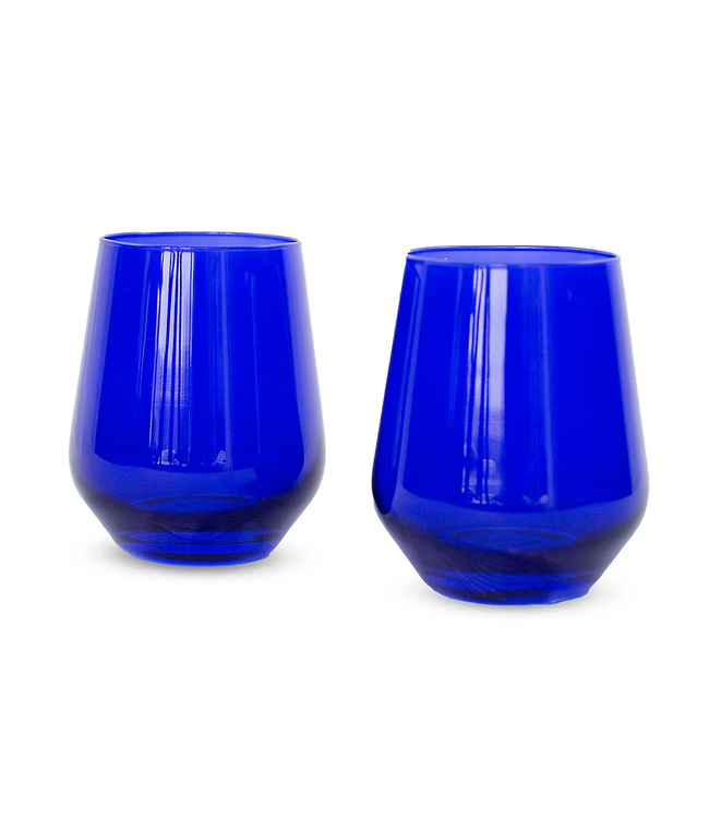 Estelle Colored Wine Stemless Set of 2 {Royal Blue}