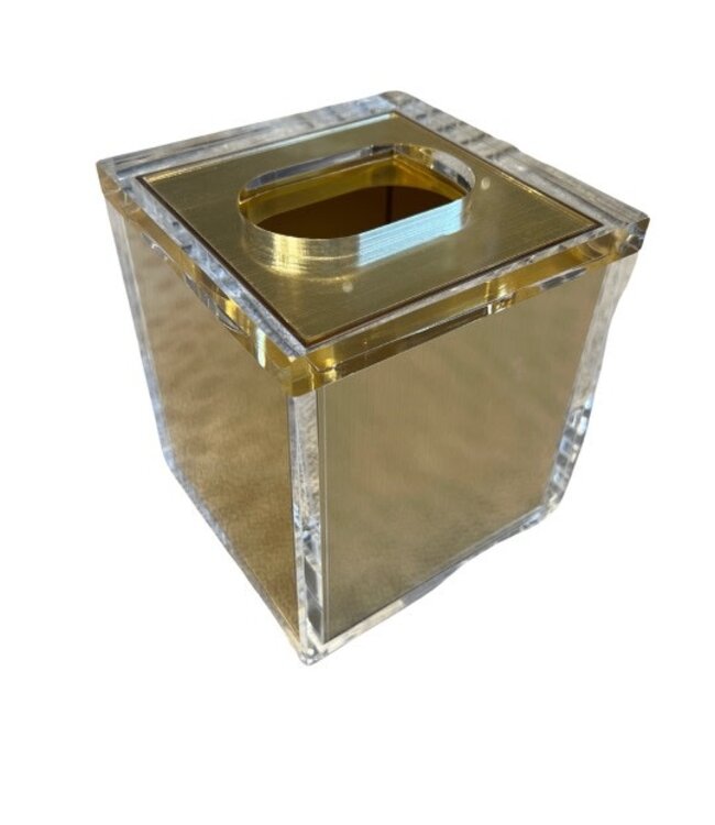 Lucite Tissue Box with Lid Gold