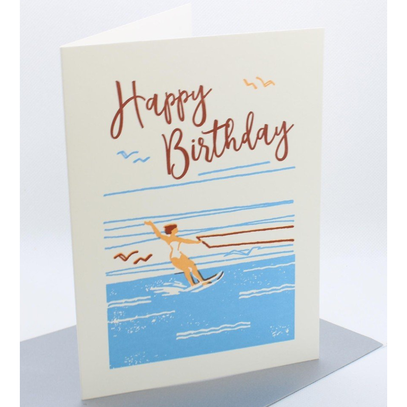 Archivist Gallery Happy Birthday WaterSkiier Card