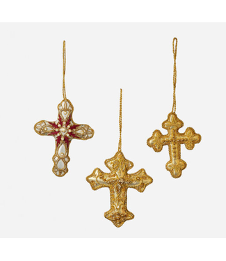 One Hundred 80 Degrees Embroidered Cross Ornament Gold 4.5'' Sold Separately